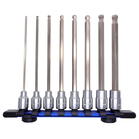 Eight Tool TAPER HEAD HEX SOCKET BIT EXTRA LONG SET, 8PC 3-10MM 3/8INCHDR 83BBL-S8
